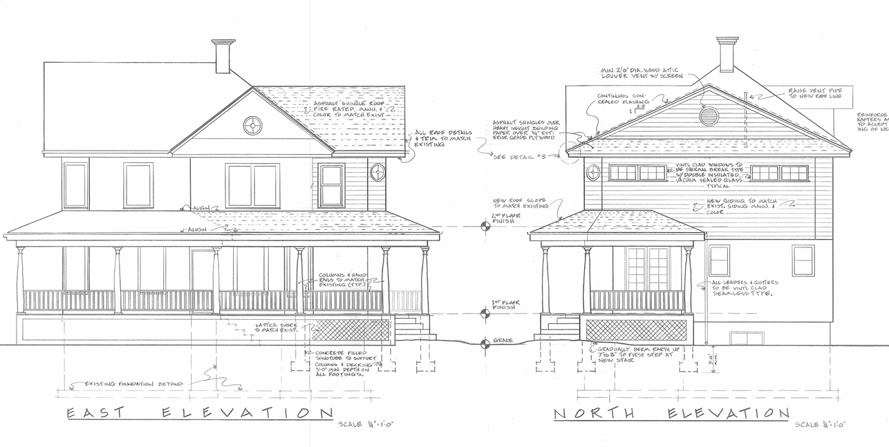 Architectural elevation drawings
